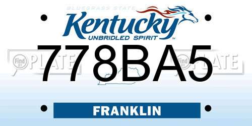 778BA5 Kentucky License Plate