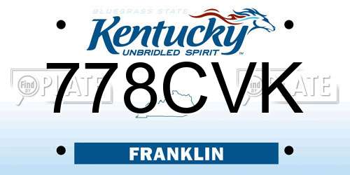 778CVK Kentucky License Plate