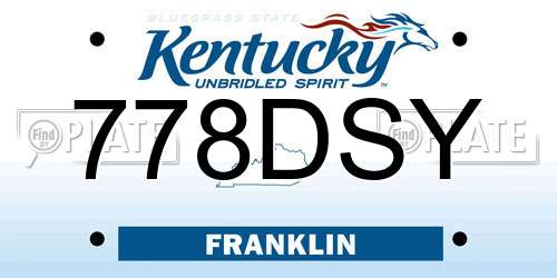 778DSY Kentucky License Plate