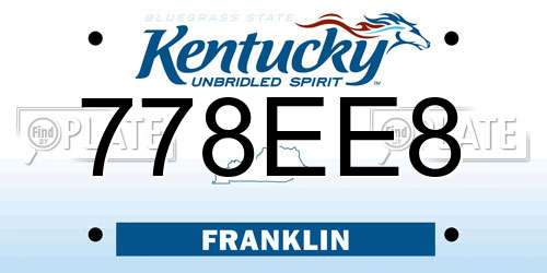 778EE8 Kentucky License Plate