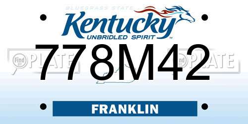 778M42 Kentucky License Plate