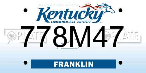 778M47 Kentucky License Plate