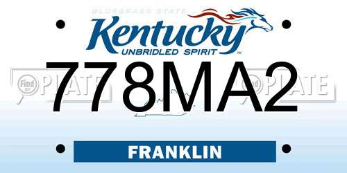 778MA2 Kentucky License Plate