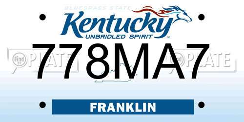 778MA7 Kentucky License Plate
