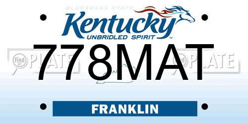 778MAT Kentucky License Plate