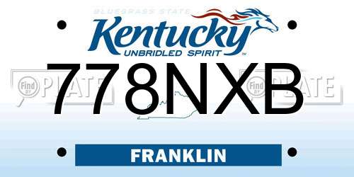 778NXB Kentucky License Plate