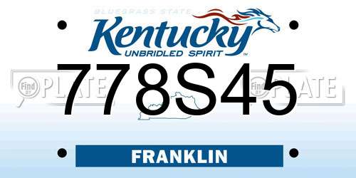 778S45 Kentucky License Plate
