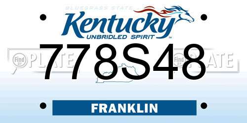 778S48 Kentucky License Plate