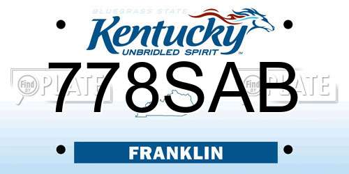 778SAB Kentucky License Plate