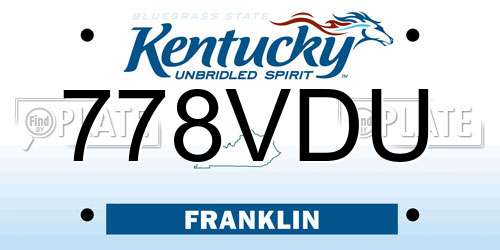 778VDU Kentucky License Plate