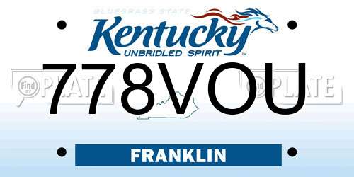 778VOU Kentucky License Plate