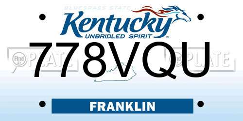 778VQU Kentucky License Plate