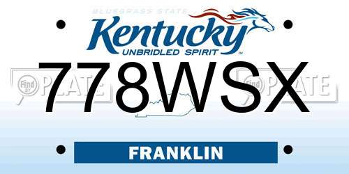 778WSX Kentucky License Plate
