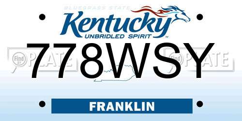 778WSY Kentucky License Plate