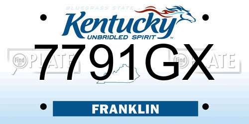 7791GX Kentucky License Plate
