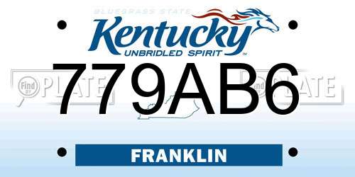 779AB6 Kentucky License Plate