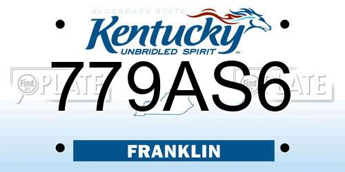 779AS6 Kentucky License Plate