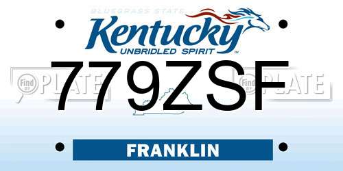 779ZSF Kentucky License Plate