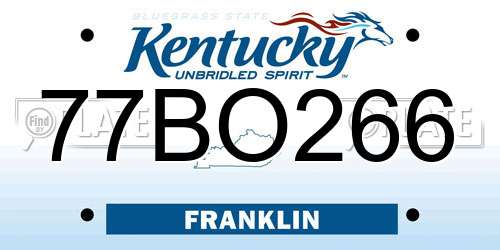 77BO266 Kentucky License Plate