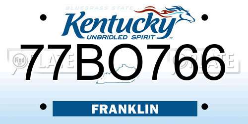77BO766 Kentucky License Plate