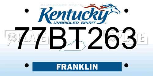 77BT263 Kentucky License Plate