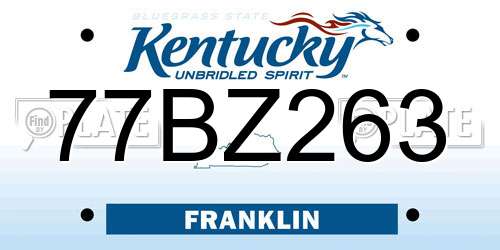 77BZ263 Kentucky License Plate