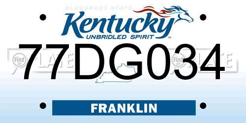 77DG034 Kentucky License Plate