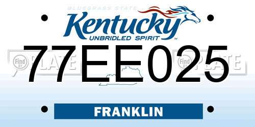77EE025 Kentucky License Plate