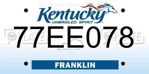 77EE078 Kentucky License Plate