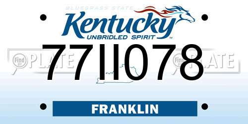 77II078 Kentucky License Plate