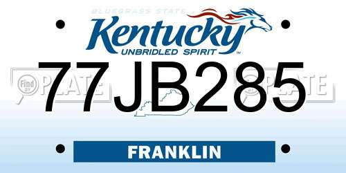 77JB285 Kentucky License Plate