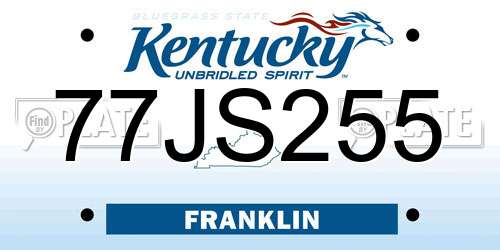 77JS255 Kentucky License Plate