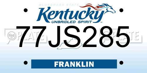 77JS285 Kentucky License Plate