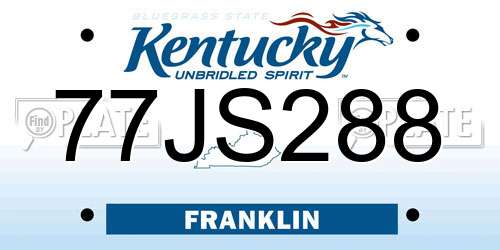 77JS288 Kentucky License Plate