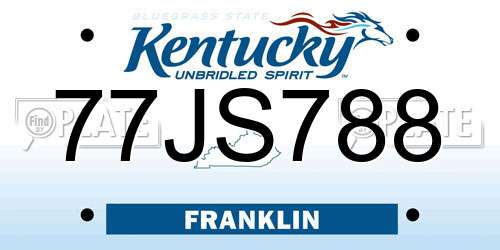 77JS788 Kentucky License Plate