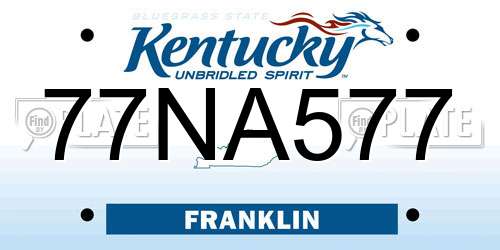 77NA577 Kentucky License Plate