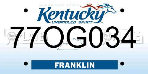 77OG034 Kentucky License Plate