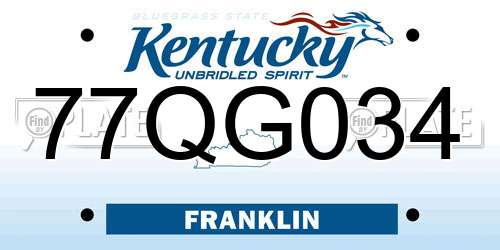 77QG034 Kentucky License Plate