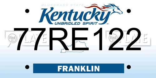 77RE122 Kentucky License Plate