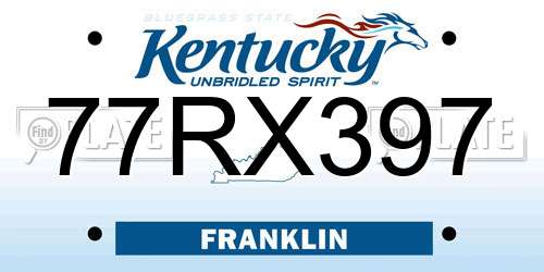 77RX397 Kentucky License Plate