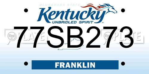 77SB273 Kentucky License Plate