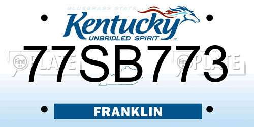 77SB773 Kentucky License Plate