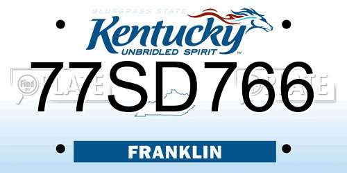 77SD766 Kentucky License Plate