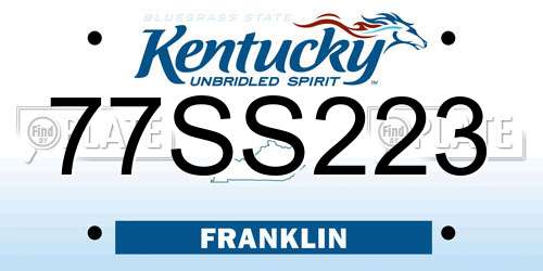 77SS223 Kentucky License Plate
