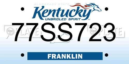 77SS723 Kentucky License Plate