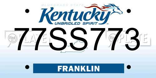 77SS773 Kentucky License Plate