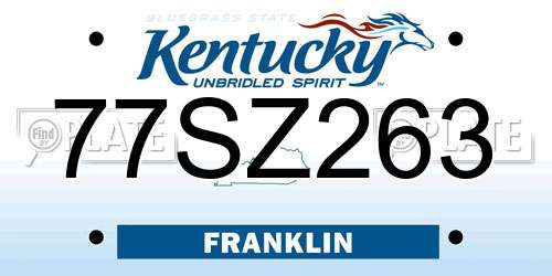 77SZ263 Kentucky License Plate