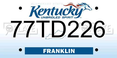 77TD226 Kentucky License Plate