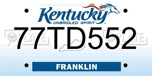 77TD552 Kentucky License Plate
