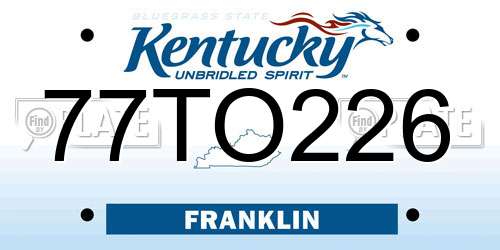 77TO226 Kentucky License Plate